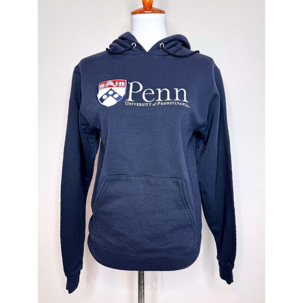 UNIVERSITY OF PENNSYLVANIA Women Hoodie Sweatshirt XS Navy Appliqued Embroidered